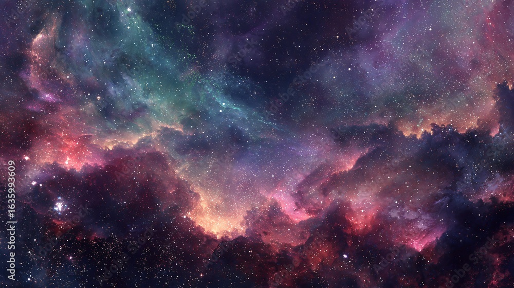 Obraz premium Vibrant Colorful Galaxy Clouds Nebula Background for Creative Designs