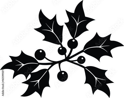 Mistletoe Silhouette Vector Elements for Christmas Clipart and Holiday Decoration