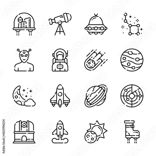 Get this amazing bundle of space and astronomy outline icons