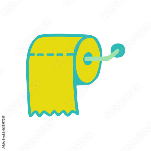 Toilet paper icon. Vector hand drawn illustration in cartoon style