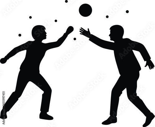 Snowball Fight Silhouette Vector Winter Activity Clipart Outdoor Game Elements for Seasonal Illustration