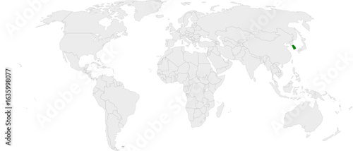 South Korea map vector in light gray with green highlight