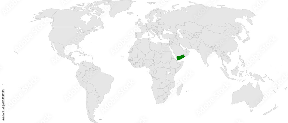 Obraz premium Yemen map vector in light gray with green highlight