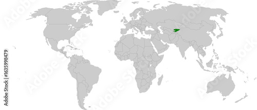 Kyrgyzstan map vector in light gray with green highlight