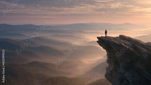 Person Standing on Mountain Peak Above Clouds