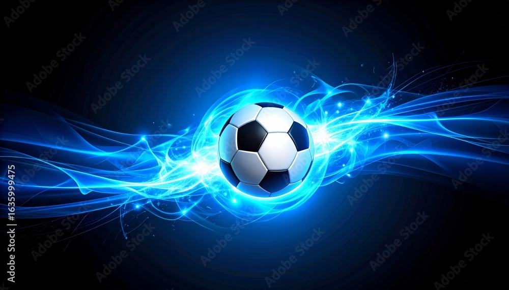 Naklejka premium An isolated soccer ball, an object of the sport, is on fire 
