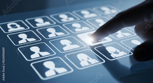 Selecting a Profile on Digital Device  User Interface Design for Recruitment or Networking Applications Stock Photo