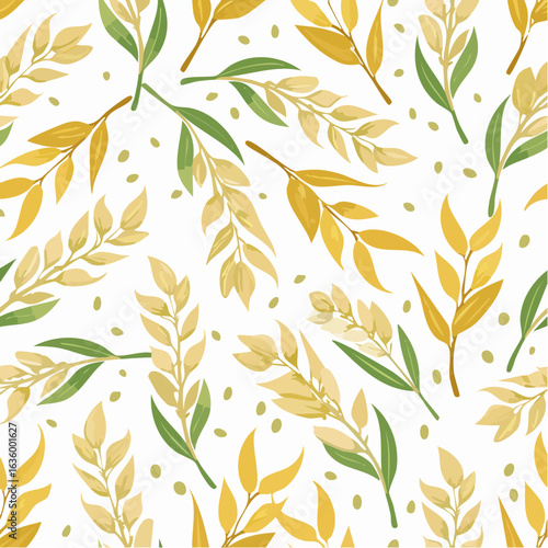 Oat pattern. Vector oatmeal illustration. Cereal grain seamless background.