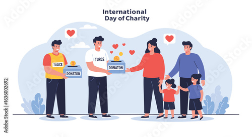 International Day of Charity people donating money to support others
