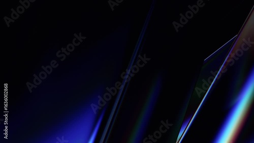 Abstract animation, dark background with color refraction effect, 4k seamless looping video, 3d render