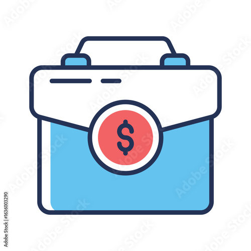 Trendy linear icon of a formal business bag briefcase