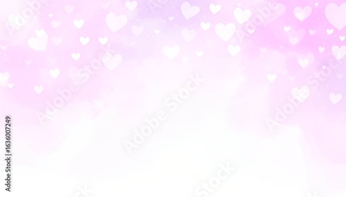 白いハートが舞うピンクグラデーション背景