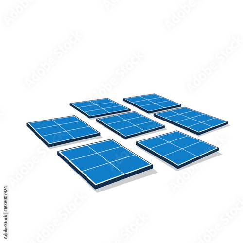 Eight Blue Panels Arranged in Two Rows
