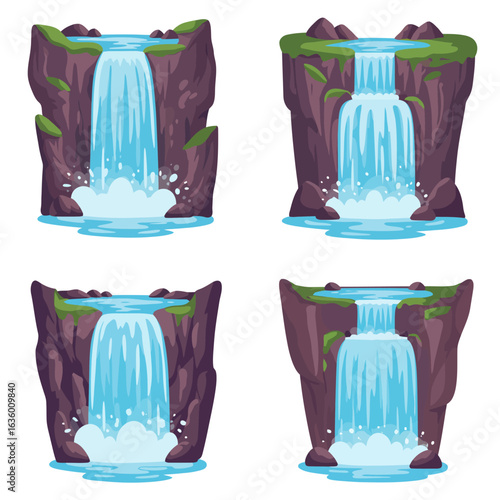 Four Waterfalls Illustrations