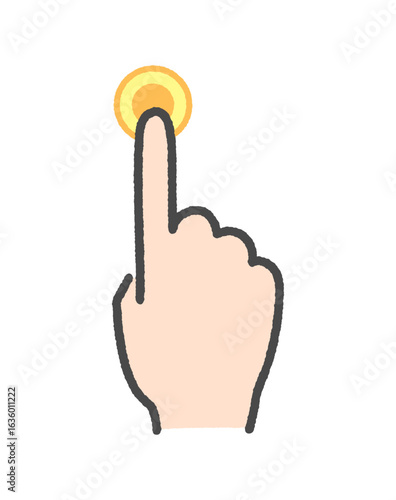 人差し指でボタンをタッチしている手の手書きアイコン -タップや長押しのジェスチャーのイラスト素材