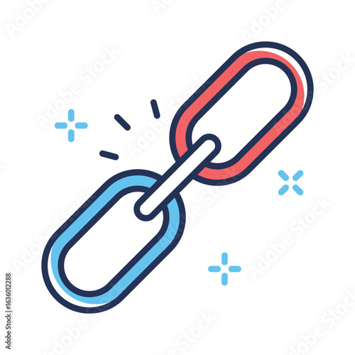 Well designed outline icon showing a network link line