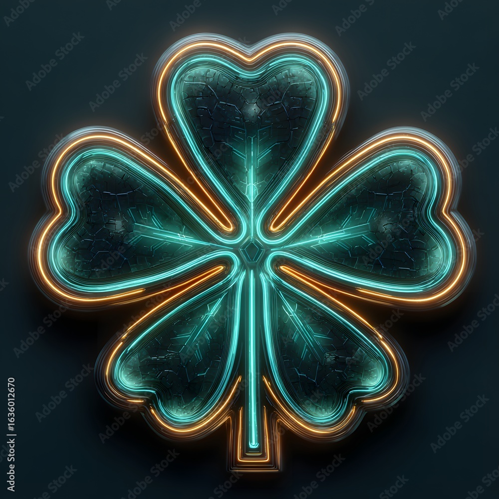 Fototapeta premium A single black and white tattoo illustration of a four-leaf clover with floral butterfly wings is an ornate symbol of nature's luck