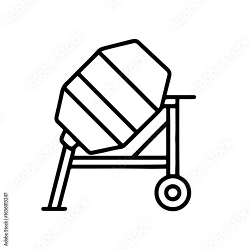 Outline Icon of Standalone Concrete Mixer Drum