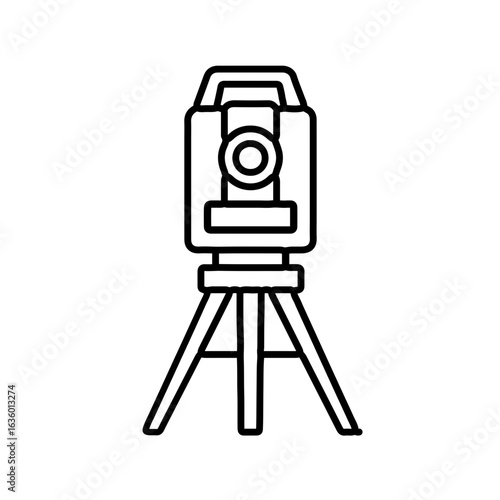 Outline Icon of Surveyor Tripod with Theodolite