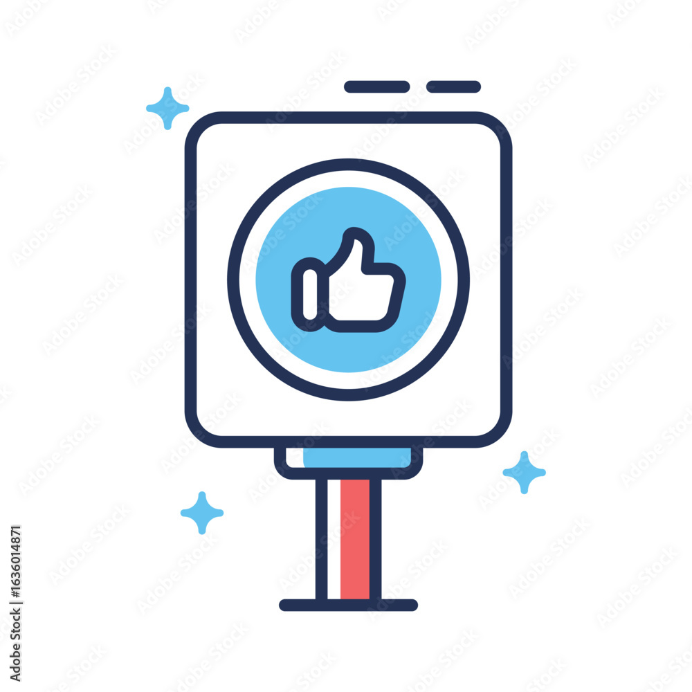 Fototapeta premium Trendy linear icon showing thumbs up rating review