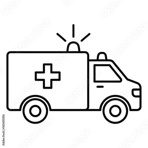 Ambulance icon, a symbol of emergency medical services, isolated on white background a vehicle for urgent patient transportation and healthcare support