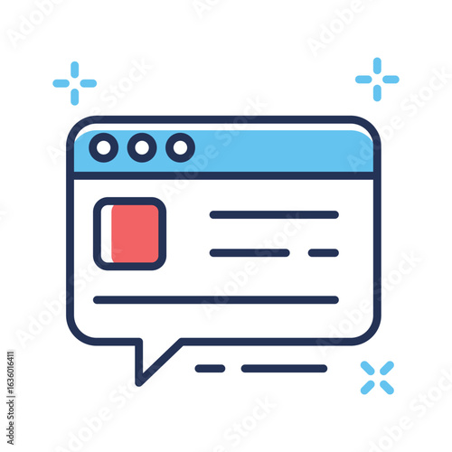 A handy linear icon of live web chat bubble