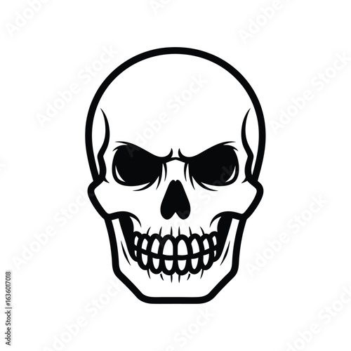 Skull head skeleton bone human death anatomy face halloween dead horror danger evil symbol pirate graphic design isolated on white background