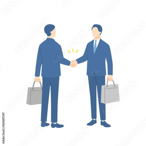 ビジネスバッグを持って握手をするビジネスマン