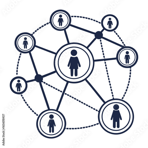 Abstract network of interconnected people icons representing social connections and community building