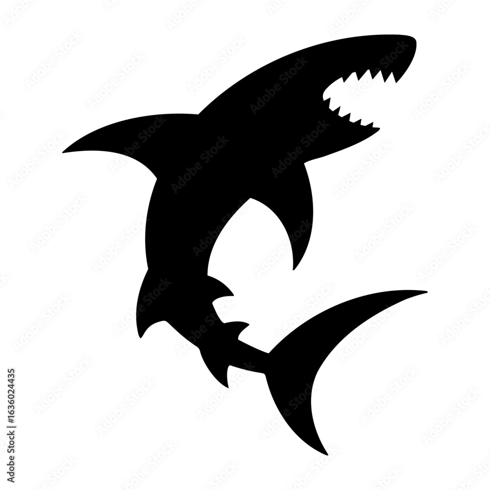 Fototapeta premium Shark silhouette with open mouth and sharp teeth
