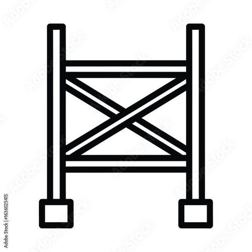 Illustration of scaffolding isolated on white background, a temporary structure used to support workers and materials during construction, maintenance, or repair of buildings