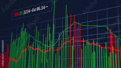 Dynamic Stock Market Chart: Red and Green Candlestick Visualizing Financial Trends