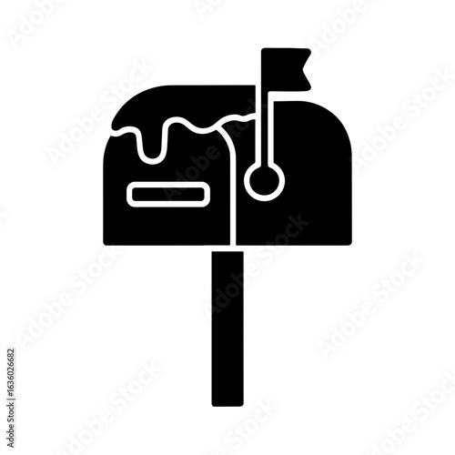 Filled mailbox with snow icon – Christmas letterbox for holiday messages