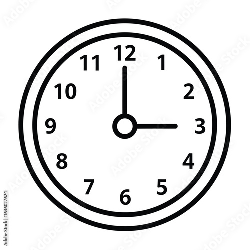 Clock illustration isolated on white background, depicting time measurement, scheduling, and deadlines in a business or home setting with a classic design