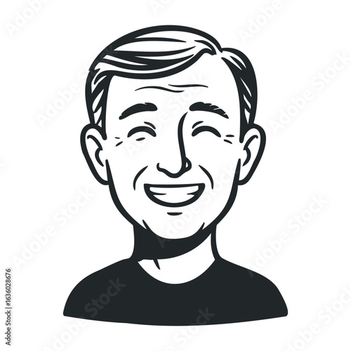 Smiling mature caucasian male with short hair. Vector illustration