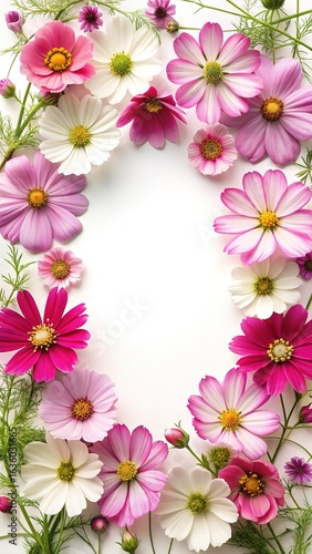 Elegant floral arrangement featuring cosmos flowers in pink, magenta and white shades