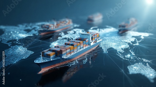 Futuristic Cargo Container Ships Utilize Technology for Efficient Transport