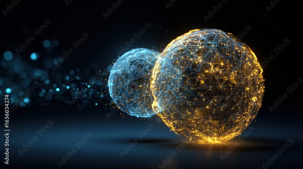 Naklejka premium glowing spheres network connection energy