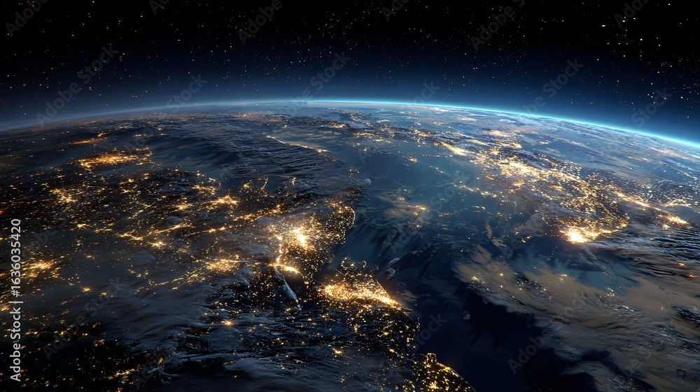 Stunning Glowing Earth from Space over North America at Night Stunning Glowing Earth from Space over North America at Night