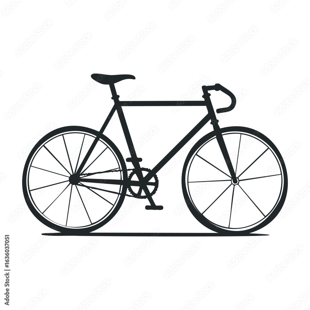 Obraz premium Minimalistic black silhouette of a classic bicycle on white background. Vector illustration