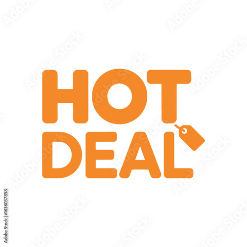 Hot deal text isolated on white background
