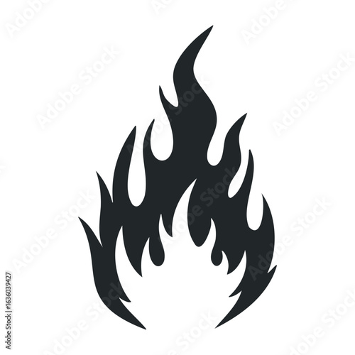 Black flame symbol icon design on white background. Vector illustration