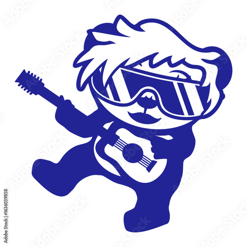 Panda Bear Guitar Rock Star Sunglasses Cool Girl Woman Female