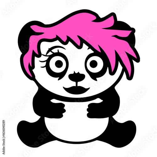 Panda Bear Cool Girl Woman Hair Style Female Cute