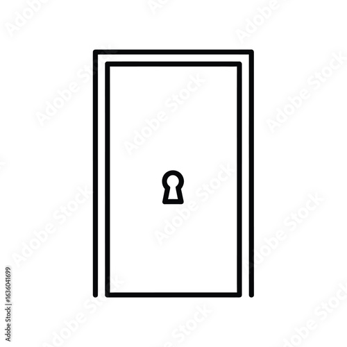 Door icon isolated on white background, representing entrance, exit, security, and access to a space or opportunity with a simple and minimalist design