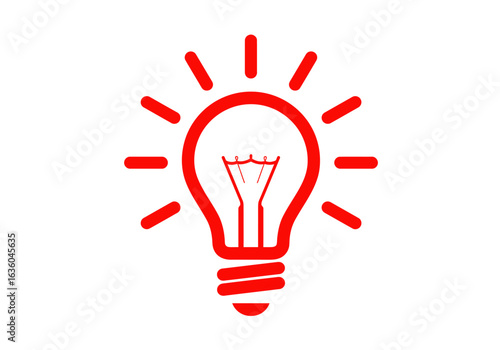 Simple Red Lightbulb Graphic on a White Background