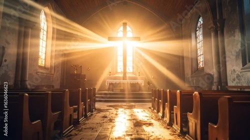 Sunlit church interior