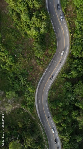 beautiful road in the top view of thailand
