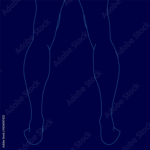 Male legs in silhouette with well-defined contours, showcasing muscular definition and natural posture. The outline highlights strong calves and thighs against a neutral background.