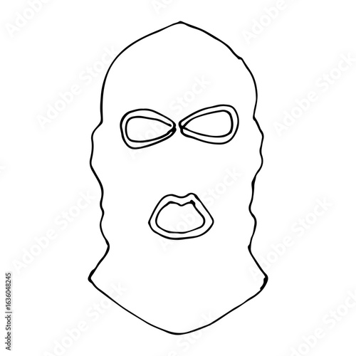 Robber face balaclava  mask vector hand drawn line art icon illustration